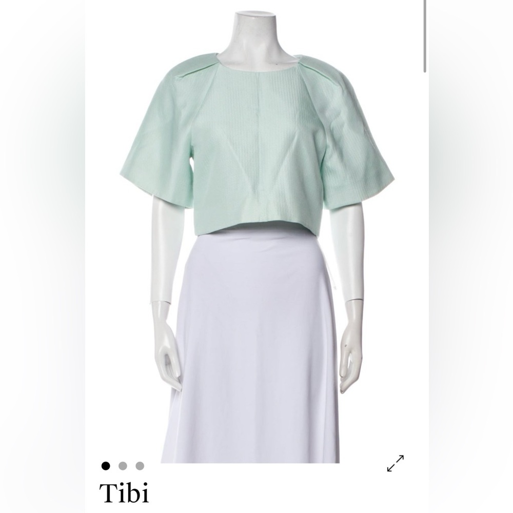 Tibi Light Green Wide Sleeve cropped Blouse